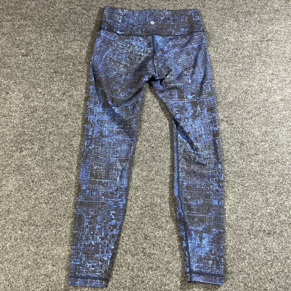 Lululemon Fast & Free Leggings Excellent Condition Size 2 Blue/black Pattern